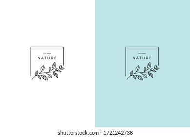 diseño vectorial del logotipo de la hoja de naturaleza minimalis