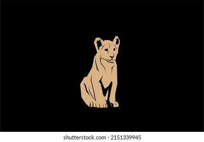 Minimalis Vector Young Lion Ilustration Design