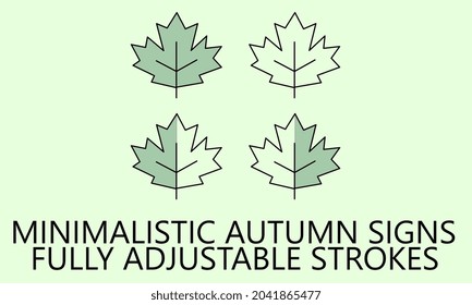 Minimalisitc autumn leaf icons with fully adjustable strokes
