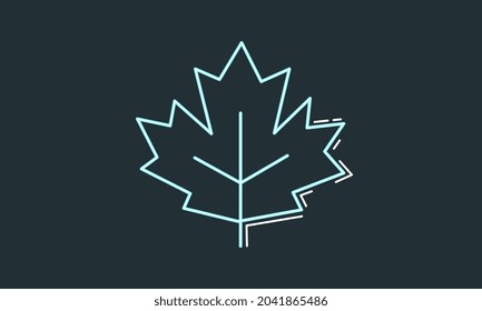 Minimalisitc autumn leaf neon blue