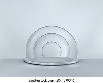 Minimalism abstract background with a pedestal. 3d vector stage. Podium for show.