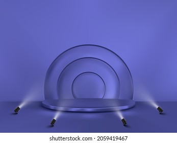Minimalism abstract background with a pedestal. 3d vector stage. Podium for show.