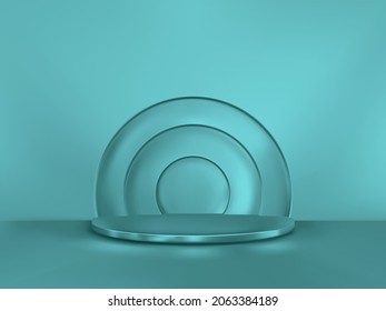 Fondo abstracto minimalista con un pedestal. 3d etapa vectorial. Podio para exposición.