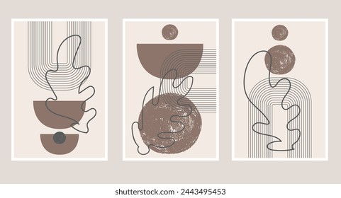 Minimalism. Abstract modern print set. Wall art. Boho abstraction. Posters, paintings.