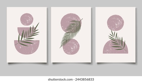 Minimalismo. Conjunto de impresión moderna abstracta. Arte mural. Abstracción boho. Carteles, pinturas.