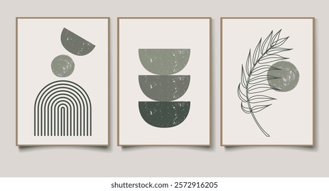 Minimalism. Abstract modern print set. Wall art. Boho abstraction. Posters, paintings.