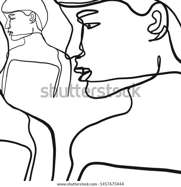 Minimalism Art Female Face Silhouette Drawn Stock Vector Royalty Free Shutterstock