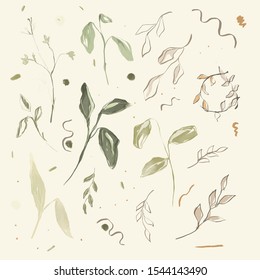 Minimalism botanic elements. Natural eco logo. 