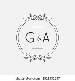 Minimalism circle line logo design initial letter ga template