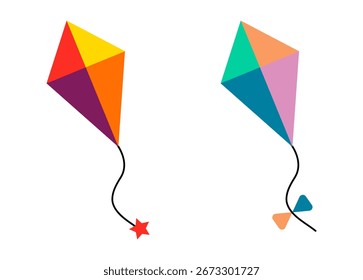 Minimalism colored kite, vector on white background