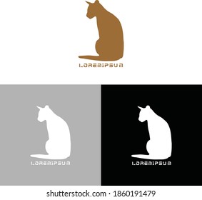 Minimalism flat design cat logo with love symbol. Available in three colour pallette
