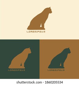 Minimalism flat design cat logo with love symbol. Available in three colour pallette, green , brown and cream.