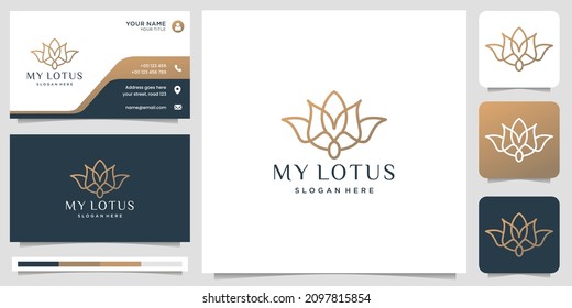 minimalism of flower lotus logo template with creative linear style design inspiration for fashion.