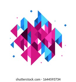 Minimalism geometric shape design with blue and purple color for poster, flyer, brochure