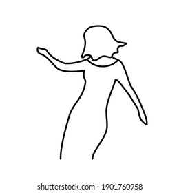 Minimalism hand drawn female vector portrait in modern abstract one line drawing graphic style. Decor print, wall art, creative design for social media. Trendy template portrait whit dance woman
