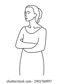 Minimalism hand drawn female vector portrait in modern abstract one line drawing graphic style. Decor print, wall art, creative design for social media.Trendy template with portrait woman face profile