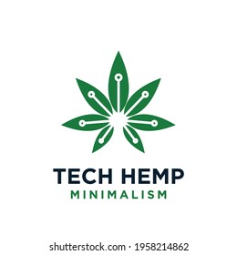 minimalism hemp tech green vector logo