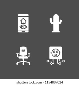 minimalism icon. 4 minimalism set with architecture and city, cactus and furniture vector icons for web and mobile app