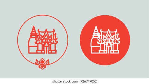 Minimalism icon of Thai temple.