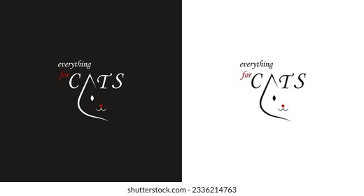 Minimalism, the image of a cat. Logo for a pet store. Everything for cats. Products for cats
