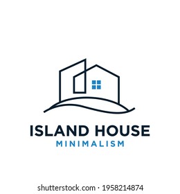 minimalism island house vector logo