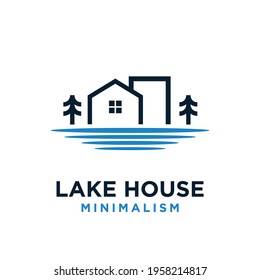 minimalism lake house vector logo