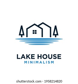 Minimalism Lake House Vector Logo