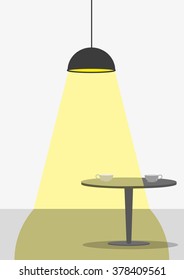 Minimalism lamp and table.