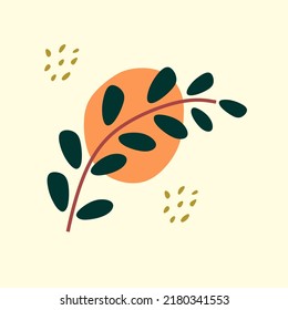 Icono abstracto de hoja minimalista, color de tono de tierra con verde y marrón