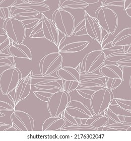 minimalism line art foliage vector seamless pattern