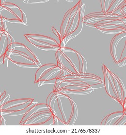 minimalism line art foliage vector seamless pattern