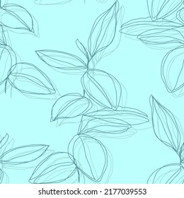 minimalism line art foliage vector seamless pattern