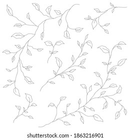 Dibujo de líneas minimalistas. dibujo de una línea vectorial de hoja. Ilustración del vector de esbozo botánico. Dibujo de línea vectorial de naturaleza. para la decoración casera como los carteles, el arte mural