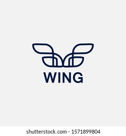 Minimalism line wing logo template for business company or brand identity