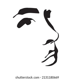 Minimalism linear Cubism face. One continuous line face. Creative design for wall art, poster, labels, t-shirt prints
