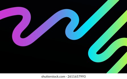 Minimalism lines shape gradient on black background, Dynamic gradient pattern with smooth abstract shapes and vivid colors, vector design eps 10, design for business, social media, web banner