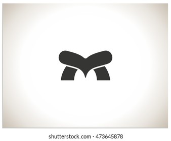 Minimalism m logo with wing of bird