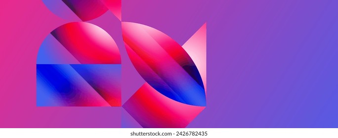 Minimalism meets gradient allure. Geometric shapes intertwine in a tranquil backdrop. Subtle hues meld, creating serene yet dynamic canvas, testament to modern aesthetics
