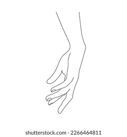 Minimalismo. Dibujo vectorial minimalista de una mano. Arte lineal