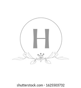 Minimalism monogram logo botanical emblem initial H vector eps 10