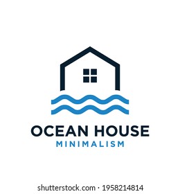 minimalism ocean house vector logo