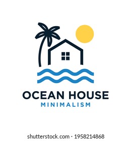 Minimalismus Ozeanhaus-Vektorlogo