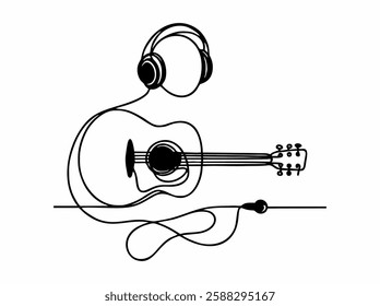 Minimalism outline artist musician guitar bass drawing