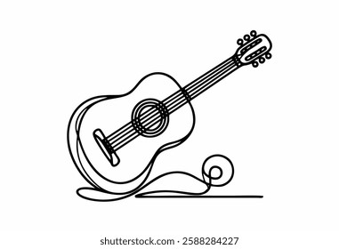 Minimalism outline guitar electric acoustic clipart