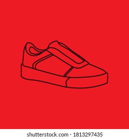 Minimalism outline sneaker shoe for logo and icon design templates