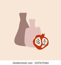 Minimalism pomegranate illustration isolated on background