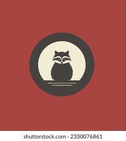 Minimalism raccoon logo vector design. Japanese style