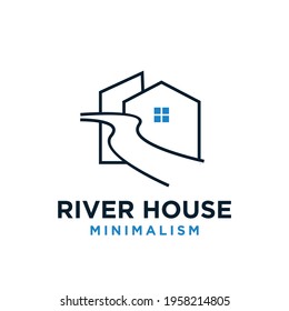 minimalism river house vector logo