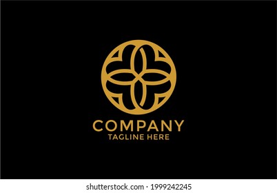 Minimalism Rounded Gold Leaf Logo