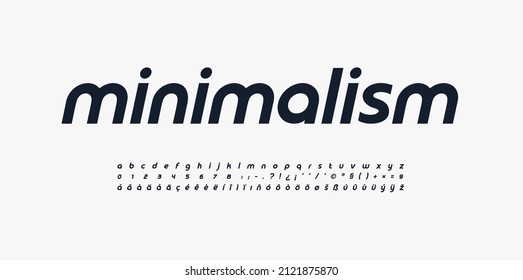 Minimalism sans serif font, sleek typeset, calm style rounded alphabet. Lowercase letters with multilingual coverage, numbers, punctuations. Vector typography design.